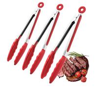 Kitchen Tongs Set - Non Stick Cooking Utensils, Stainless Steel Food Grip Tools, Heat Resistant Silicone Tip, Multi Size Tongs for Cooking Serving Tasks, BBQ Camping Salad Barbecue