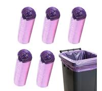 Kitchen Trash Bags - 5 Rolls Pull String Garbage Pouch for Daily Waste | Leak Resistant with Easy Tie Closure, Small Bin Liners for Bathroom Yard Lawn Office Garage Home Study Room