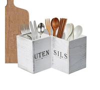 Kitchen Utensil Holder, Wooden Silverware Holder, Paper Plate Organizer For Countertop, Kitchen Utensil Organizer For Silverware Cutlery Flatware Spoons Forks Spatula Chopsticks Napkin Shelf