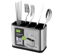 Kitchen Utensils Holder 7x3x5in 4-Grid Stainless Steel Cutlery Holder with Draining Hole Anti-Slip Rustproof Cutlery Caddy for for Spoons, Spatulas, Forks