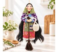 Kitchen Witch Doll for Good Luck, 7 inch Hanging Broomstick Ornament (Style# B)