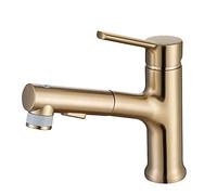 Kitchen with Pull Out Sprayer Bathroom Brass Basin Single Handle Vanity Faucet Deck Mounted Sink Mixer Tap 3 Water Outlet Modes Lavatory Faucet,Chrome