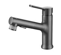 Kitchen with Pull Out Sprayer Bathroom Brass Basin Single Handle Vanity Faucet Deck Mounted Sink Mixer Tap 3 Water Outlet Modes Lavatory Faucet,Chrome