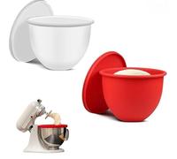 Kitchen Zubehör - Bol - Embout de pâtes - En silicone - Pour mixeur vertical - Avec bec verseur - Couvercle de rangement - Passe au lave-vaisselle et au micro-ondes - De -40 °C à 240 °C (rouge + blanc