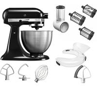KitchenAid 4,3 L 5K45SS Classic Robot de cuisine Set 3 coupe-légumes+protection anti-éclaboussures+agitateur flexible, Couleur:Noir Onyx