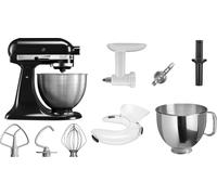 KitchenAid 4,3 L 5K45SS Classic Robot de cuisine Set 4 Hachoir+Pâtisserie+Bol+Protection anti-éclaboussures, Couleur:Noir Onyx