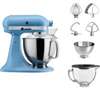 KitchenAid 4,8 L 5KSM175 Robot de cuisine Artisan Set de verre avec bol en verre, Couleur:Velvet Blue