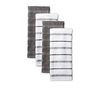 KitchenAid Albany Lot de 4 torchons de Cuisine Gris Anthracite/Blanc 40 x 66 cm