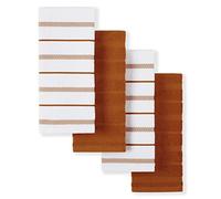 KitchenAid Albany Lot de 4 torchons de Cuisine Orange Miel/Blanc 40 x 66 cm