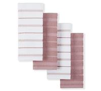 KitchenAid Albany Lot de 4 torchons de Cuisine, Rose séchée, Blanc, 40,6 x 66 cm