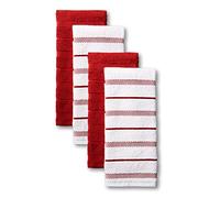 KitchenAid Albany Lot de 4 torchons de Cuisine Rouge Passion/Blanc 40 x 66 cm