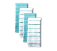 KitchenAid Albany Lot de 4 torchons de Cuisine Turquoise/Blanc 40 x 66 cm