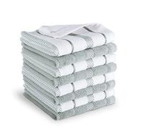 KitchenAid Albany Lot de 8 torchons à vaisselle Gris mat/blanc 30,5 x 30,5 cm