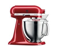 KitchenAid Artisan 5KSM185PSEER Robot de Cuisine 300W Rouge, Bol 4.8L Acier Inoxydable, 10 Vitesses, Commande par Foie, Rotation Planétaire