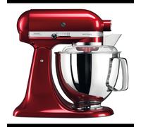 KitchenAid Artisan Robot Mixer 300W Rouge Candy Apple, Bol 4.8L Inox, 10 Vitesses, Batteur/Pétrin/Mélange, AC 220-240V, Zinc/Inox, 240x370x360mm