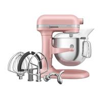 KitchenAid Artisan Robot Pâtissier Bol Relevable 6,6L Rose poudré | Pétrit les pâtes denses, jusqu'à 14 pizzas par fournée ; 11 vitesses, structure tout métal et design iconique