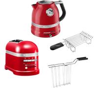 KitchenAid Artisan set petit-déjeuner comprenant une bouilloire 5KEK1522, un grille-pain 2 tranches 5KMT2204 et un support à petits pains, couleur:rouge empire