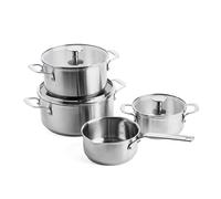 Kitchenaid Batterie de Cuisine en Acier Inoxydable I 7 Pièces, Antiadhésive 3 Couches, Compatible Induction et Four, Haute Performance, Argenté