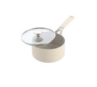 KitchenAid Casserole 16 cm/1,58 L, antiadhésif céramique, crème amande | Avec couvercle en verre, compatible induction, four 160 °C, lave-vaisselle, poignée enrobée de silicone