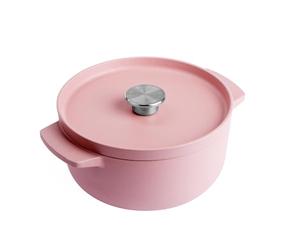 KitchenAid Cast Iron Cocotte en Fonte Émaillée avec Couvercle, Ø 22cm, Ronde, 3,3L, 4,5kg, Haute Qualité & Durable, Saisir, Frire,Sans PFAS, Induction, Poignée Ergonomique, Au four à 260°C,Rose Séchée