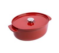 KitchenAid Cast Iron Cocotte en Fonte Émaillée avec Couvercle, Ø 30cm, Ovale, 5,6L, 6,3kg, Haute Qualité & Durable, Saisir, Frire, Sans PFAS, Induction,Poignée Ergonomique,Au four à 260°C,Rouge Empire