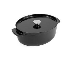 KitchenAid Cast Iron Cocotte en Fonte Émaillée avec Couvercle, Ø 30cm, Ovale, 5,6L, 6,3kg, Haute Qualité & Durable, Saisir, Frire, Sans PFAS, Induction,P oignée Ergonomique, Au four à 260°C, Onyx Noir