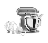 KitchenAid Classic Robot Pâtissier 4.3L à Tête Inclinable, 10 Vitesses Démarrage Doux, Batteur Plat, Crochet & Fouet, Mélange Planétaire, 59 Points de Contact, Argent Contour