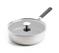 KitchenAid Classic Stainless Steel Sauteuse en Acier Inoxydable Sans PFAS Céramique Saine Antiadhésive 26 cm/3.6 L avec Couvercle en Verre,Clad,Induction,Poignée Stay-Cool,Au Four jusqu'à 160°C,Argent
