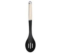 KitchenAid - Cuillère de Cuisine à Trous en Silicone et Inox, 15 cm - Couleur Blanc Amande et Noir