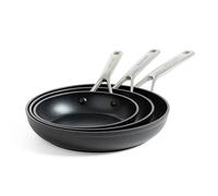 KitchenAid Forged Hardened Aluminium Ensemble de Poêles à Frire de 20 cm, 24 cm et 28 cm en Céramique Anodisée Dure Antiadhésive, Sans PFAS, Comptible avec l'induction, Va au Four, Noir