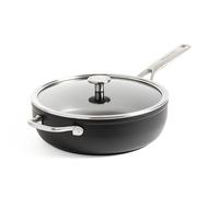 KitchenAid Forged Hardened Aluminium Sauteuse en céramique anodisée dure antiadhésive, sans PFAS, 28/4,6 litres, avec poignée, couvercle, adaptée à l'induction et au four, noire.
