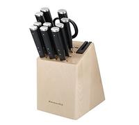 Kitchenaid Gourmet ensemble de Couteaux en Acier Japonais, 11 Pièces avec Aiguisoir et Bloc en Bois de Bouleau