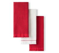 KitchenAid Gourmet Series Gridlines Lot de 3 torchons de Cuisine, 100% Coton Absorbant, Rouge Passion, 45,7 x 71,1 cm