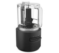 Kitchenaid Hachoir sans fil - Go Cordless - Mini robot culinaire portable pour hacher ou purer des fruits, légumes et herbs - 2 Vitesses et pulse - Lame et fouet - 1,18 L - Noir - Sans batterie