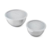 KitchenAid Lot de 2 Bols mélangeurs avec couvercles en Acier Inoxydable, Base antidérapante, pour Cuisson, préparation et Stockage des Aliments, Solides et faciles à Nettoyer, 17,5 cm et 22 cm