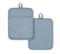 KitchenAid Lot de 2 maniques côtelées en Silicone Souple, Bleu Brouillard, 17,8 x 22,9 cm