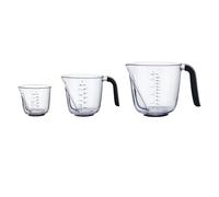 KitchenAid Lot de 3 carafes mesureuses coudées universelles en plastique pour la cuisine et la pâtisserie, noir, 250 ml, 500 ml et 1000 ml