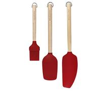 KitchenAid Lot de 3 ustensiles de cuisson en bois de bouleau avec pinceau à pâtisserie, cuillère, spatule et spatule mélangeuse