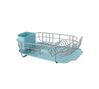 KitchenAid Low Profile Compact Dishrack with Removable Flatware Caddy and Angled Self-Draining Board, Rust Resistant Wires, 12.59 x 17.55 x 6.29 inch, Mineral Water