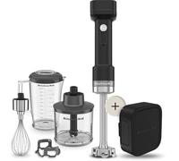 Kit mixeur plongeant sans fil KitchenAid 5KHBRV75BM avec batterie, hachoir et fo