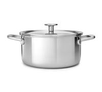 KitchenAid MultiPly 3PLY Casserole en Acier Inoxydable Sans PFAS avec Couvercle en Verre, 24 cm/4,9 L,Triply, Multiclad, Induction, Va au Four jusqu'à 220°C, Lave-Vaisselle, Argent