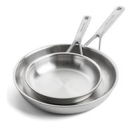 KitchenAid MultiPly 3PLY Ensemble de Poêles à frire 2 pièces en Acier Inoxydable Sans PFAS, 20 cm et 28 cm, Triply, Multiclad, Induction, Va au four jusqu'à 220°C, Lavable au lave-vaisselle, Argent