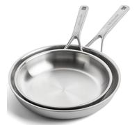 KitchenAid MultiPly 3PLY Ensemble de Poêles à frire 2 pièces en Acier Inoxydable Sans PFAS, 24 cm et 28 cm, Triply, Multiclad, Induction, Va au four jusqu'à 220°C, Lavable au lave-vaisselle, Argent