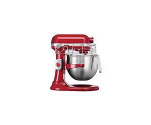 KitchenAid Professional - 325 W batteur sur socle 6.9 L, rouge, dix vitesses 40-200 tr/min, batteur pour gâteaux avec bol - comprend fouet, batteur plat et crochet pétrisseur - 5KSM7990XBER, CB576