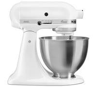 KitchenAid Robot de cuisine Classic 5K45SS 4,3 L - Tête de moteur inclinable 275 W, 10 vitesses, boîtier en métal, batteur planétaire, fouet, crochet pétrisseur et batteur plat - Blanc porcelaine