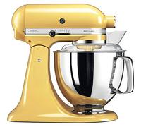 KitchenAid Robot Pâtissier - Artisan - Robot cuisine multifonctions à tête inclinable - Batteur avec 5 accessoires et 2 bols inox de 4,8 et 3 L - Jaune pastel