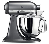 KitchenAid Robot Pâtissier - Artisan - Robot cuisine multifonctions à tête inclinable - Batteur avec 5 accessoires et 2 bols inox de 4,8 et 3 L - Gris étain