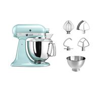 KitchenAid Robot Pâtissier - Artisan - Robot cuisine multifonctions à tête inclinable - Batteur avec 5 accessoires et 2 bols inox de 4,8 et 3 L - Bleu glacier