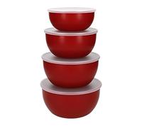 KitchenAid - Saladiers en Plastique avec Couvercles, Rouge, Set de 4