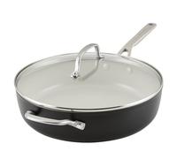 KitchenAid Sauteuse antiadhésive en céramique anodisée dure avec couvercle, 5 litres, noir mat